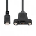 USB2.0 Micro 5Pin Female to Type-C USB-C Male Power Cable 480Mbps Data with Panel Mount Holes 50cm U2-097-TC