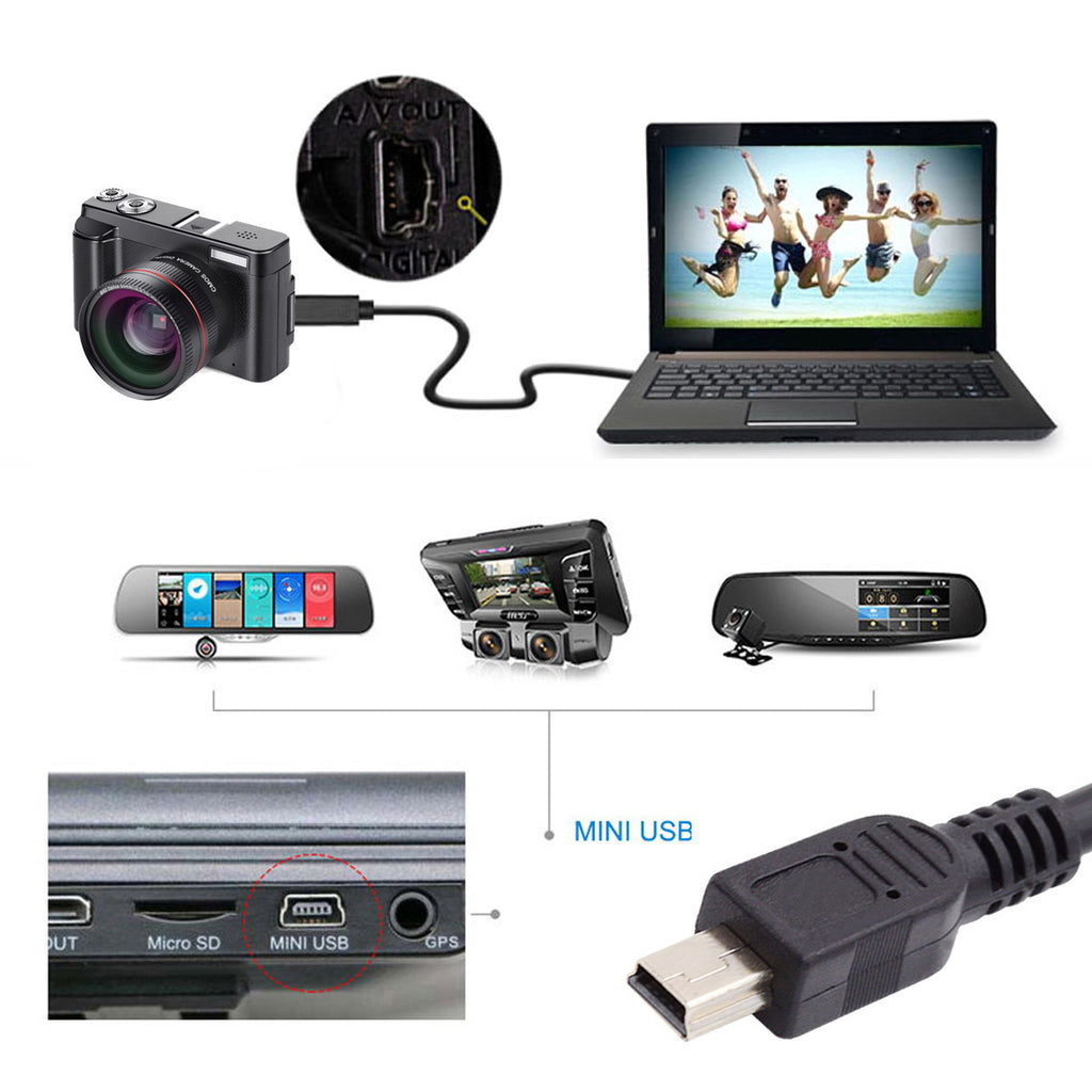 Panel Mount Type Mini USB 5Pin Male to Female Extension Adapter Cable with Screws 50cm U2-050-BK