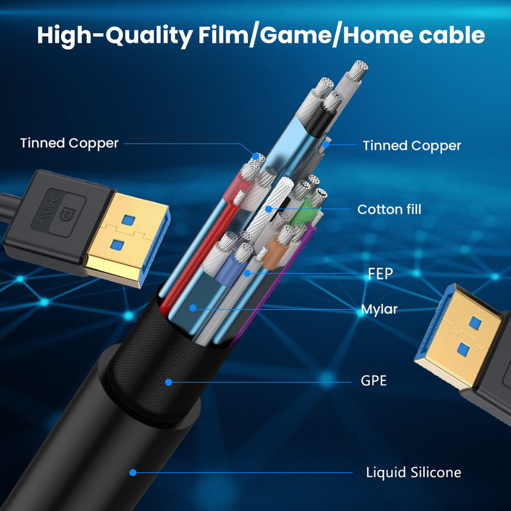 Ultrafine Up Angled DisplayPort 1.4 DP to DP Cable 8K 60hz Cable Ultra-HD UHD 4K 144hz 90 Degree for Desktop Laptop Monitor 100cm DP-011-UP