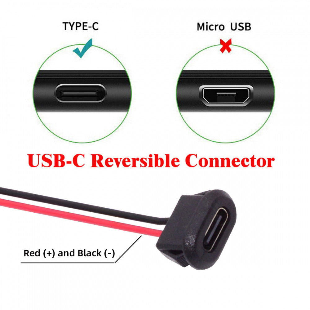 5pcs/set DIY OEM Type C Female Socket to 2Pin Header Cable Pitch=2.0mm Latch Mount Type DC 5V Power CN-025-2P