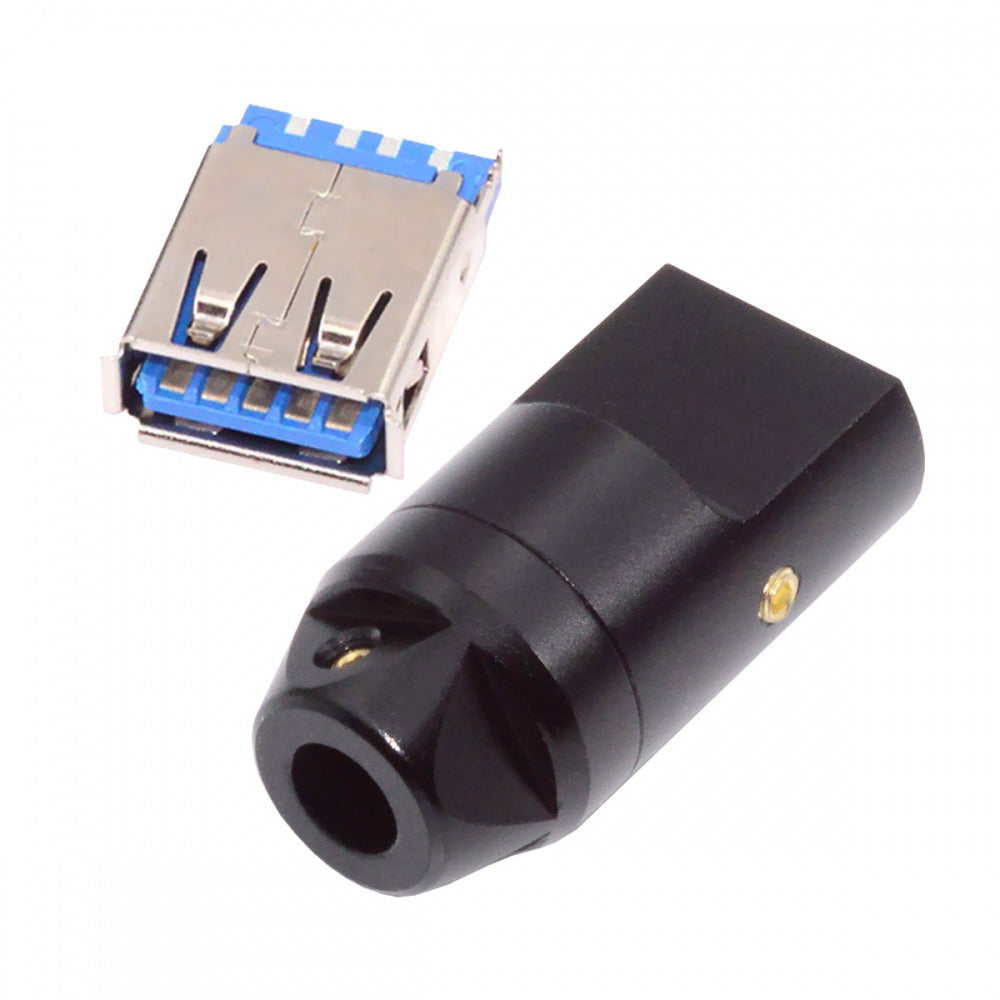 USB 3.0 Type-A Female Socket Receptacle Connector Solder Type with Aluminum Alloy Shell Customization for 6.0mm Cable CN-024-FE