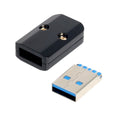 USB 3.0 Type-A Male Plug Connector Solder Type with Aluminum Alloy Shell Black Customization for 6.0mm Cable CN-024-MA