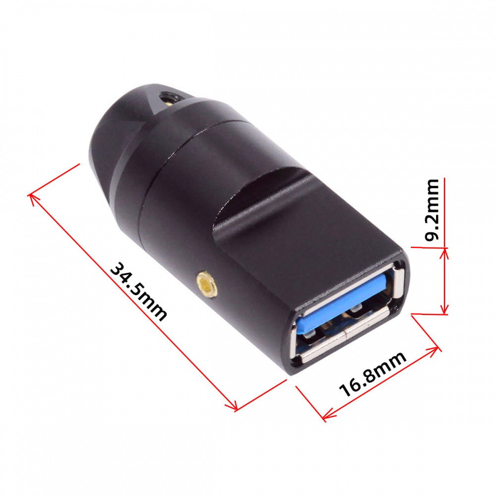 USB 3.0 Type-A Female Socket Receptacle Connector Solder Type with Aluminum Alloy Shell Customization for 6.0mm Cable CN-024-FE