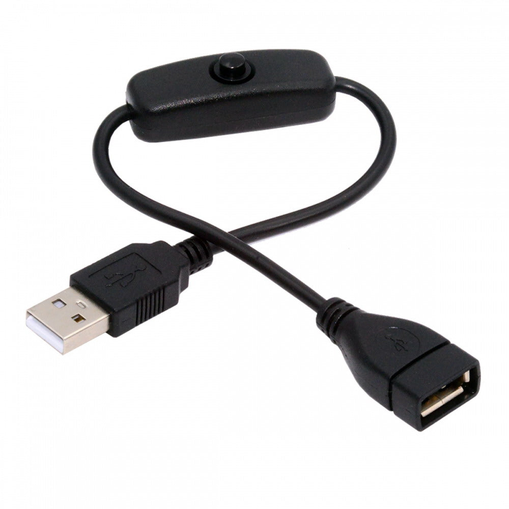 USB2.0 Cable with On Off Power Switch Button USB Type-A Male to Female for DC 5V Desk Lamp Fan Camera PW-012-AM