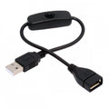 USB2.0 Cable with On Off Power Switch Button USB Type-A Male to Female for DC 5V Desk Lamp Fan Camera PW-012-AM