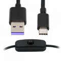 Type-C USB2.0 to Type-A Cable with On Off Power Switch Button USB-C for DC 5V Desk Lamp Fan Camera PW-015-TC