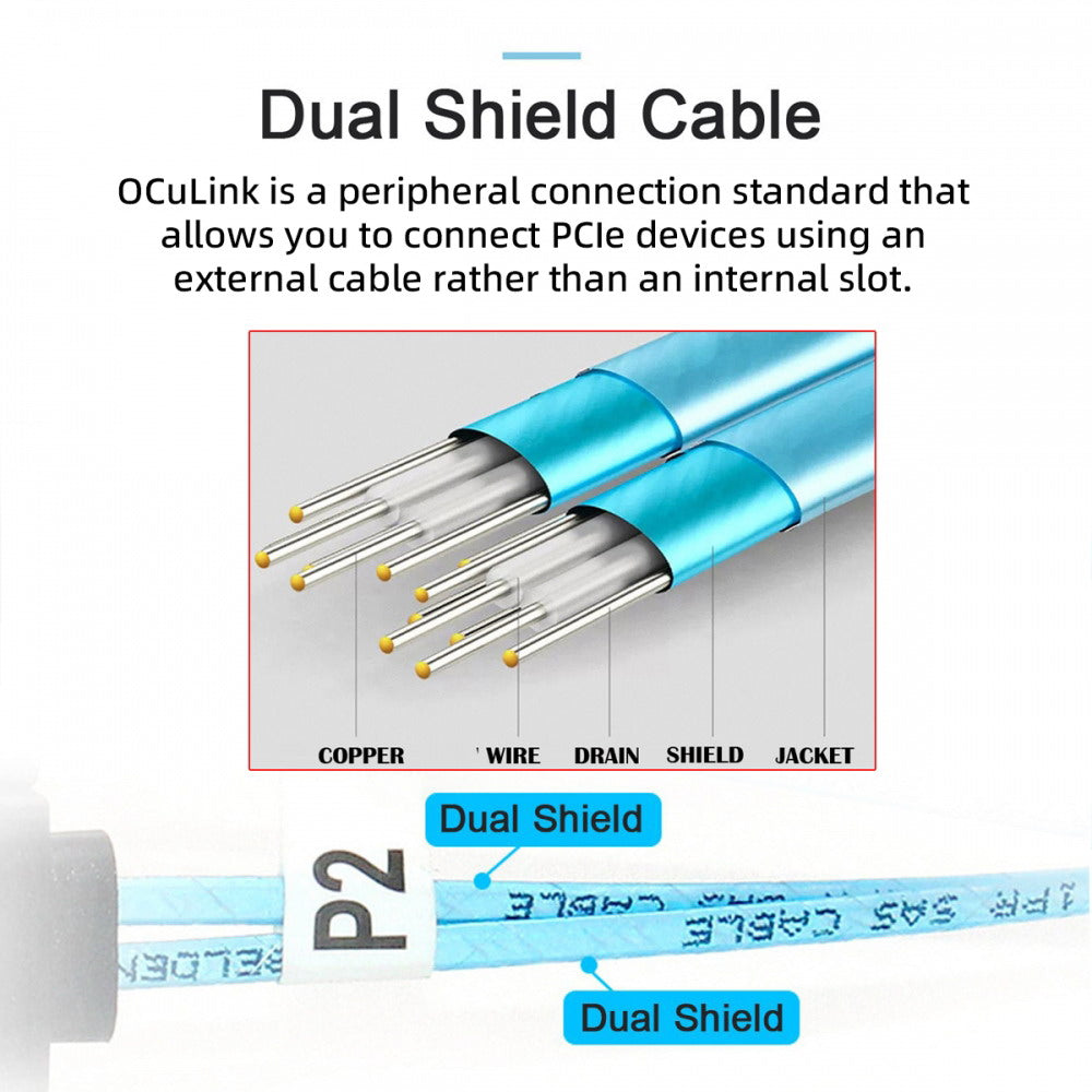Down Angled 90 Degree OcuLink PCIe 4.0 PCI-Express SFF-8611 4i to SFF-8611 Data Active Cable for eGPU SSD 80cm SF-014-DN