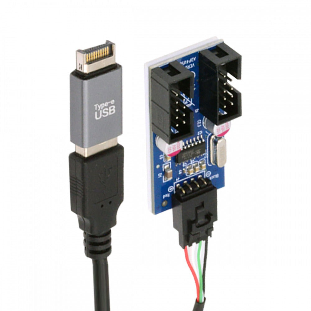 USB 3.1 Front Panel Header Male Type-E to USB 2.0 Type-A Male 1 to 2 Female Motherboard 9pin 10pinHeader HUB Adapter Port Multiplier U2-066+UC-010-AF