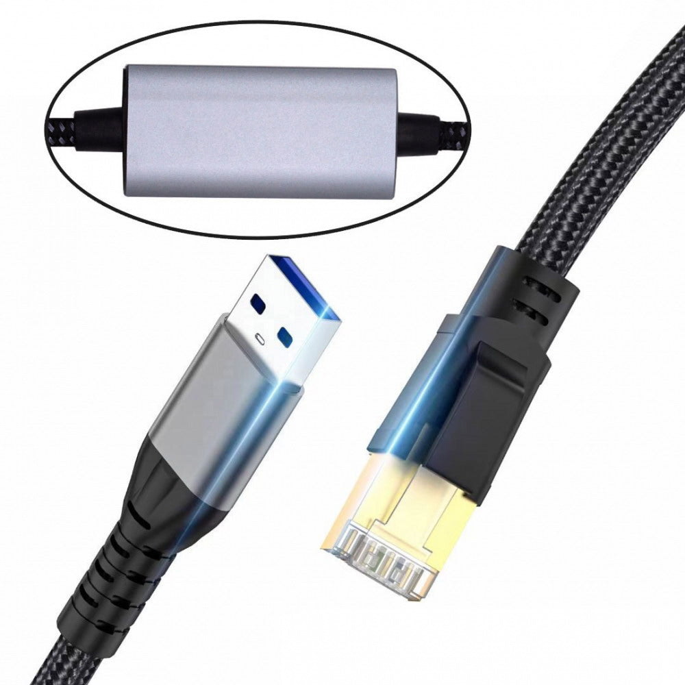 USB to Ethernet Cable USB3.0 Type-A to RJ45 Male Cord Directly Connected 1000Mbps Gigabit LAN Network Compatible with USB2.0 UT-024-AM