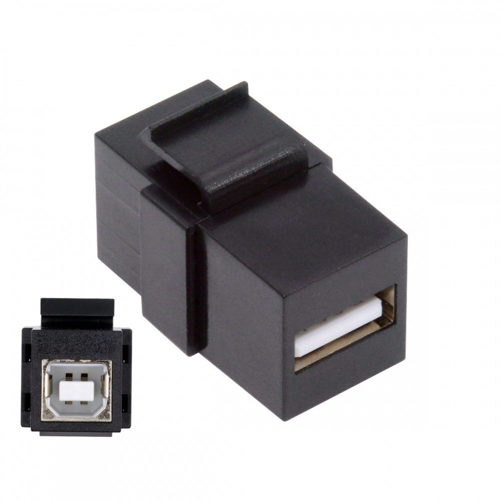 USB2.0 A Female to Type-B Female Extension Keystone Jack Coupler Adapter for Wall Plate Panel USB Cable U2-078-AFBF