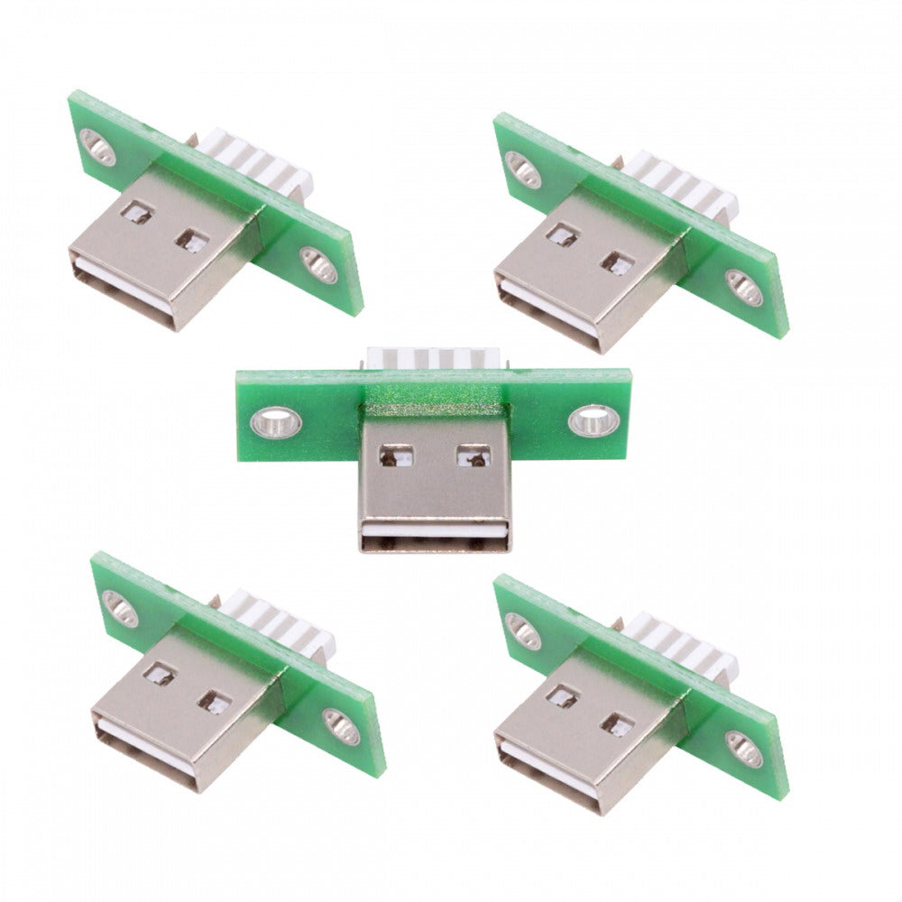 5pcs/set DIY OEM USB Type-A Male Plug Connector with Panel Mount Solder Type Reversible Design CN-014-AM