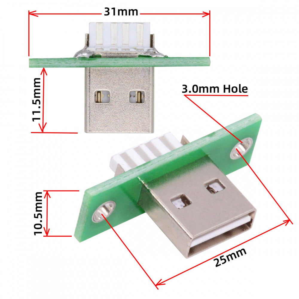 5pcs/set DIY OEM USB Type-A Male Plug Connector with Panel Mount Solder Type Reversible Design CN-014-AM