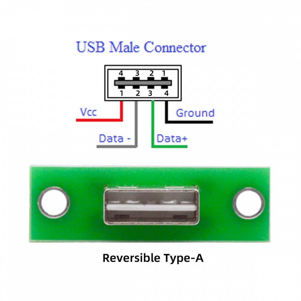 5pcs/set DIY OEM USB Type-A Male Plug Connector with Panel Mount Solder Type Reversible Design CN-014-AM