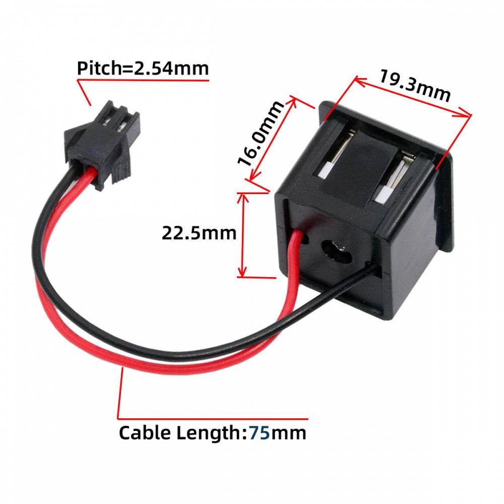 DIY OEM Type-C & Type-A Female Socket to 2Pin Header Cable Pitch=2.54mm Latch Mount Type DC 5V Power CN-028-CF