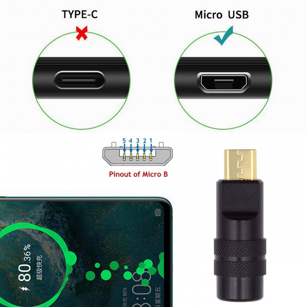 Micro USB2.0 5Pin Male Plug Connector Solder Type with Aluminum Alloy Shell Black Customization for 4.0mm~6.0mm Cable CN-029-MM