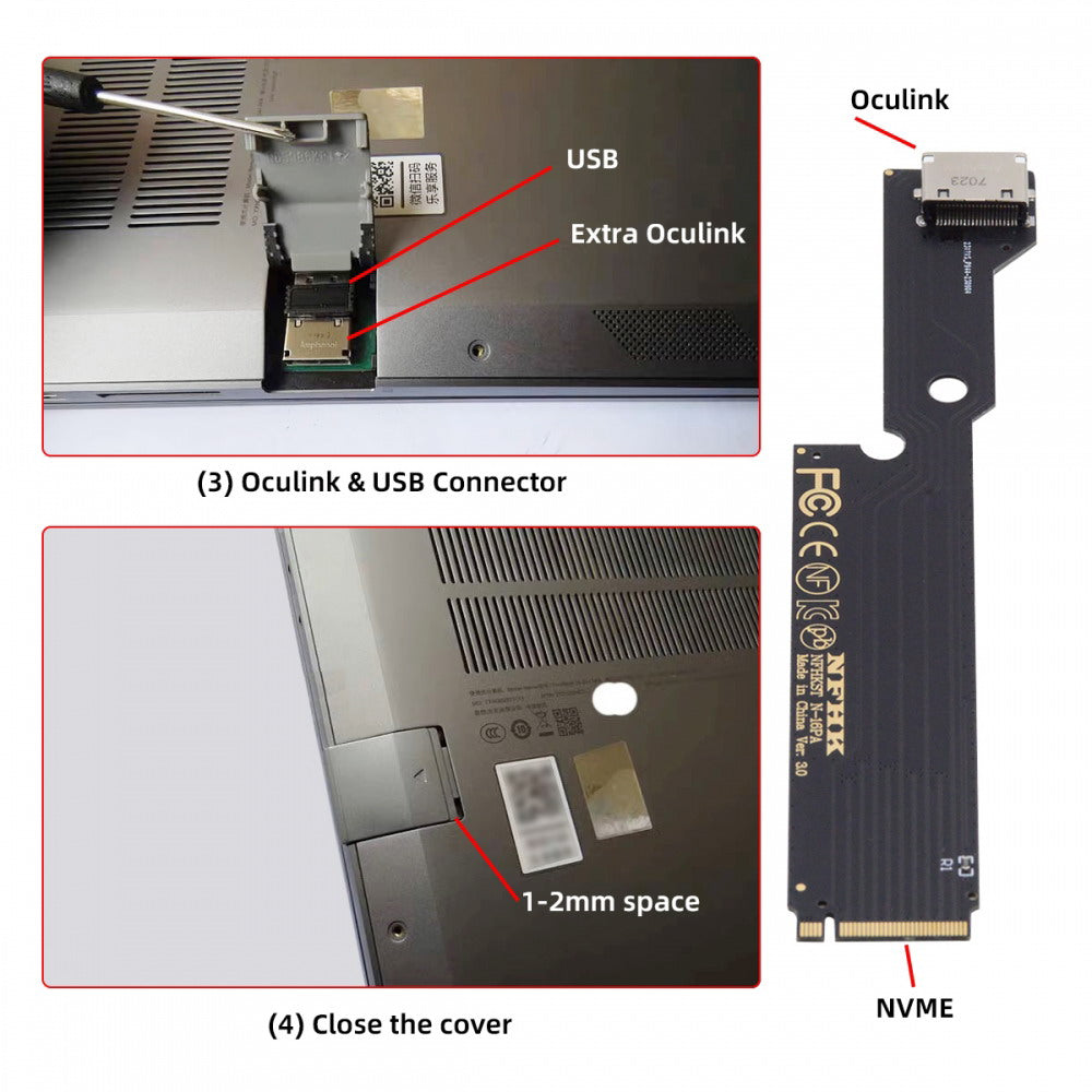 PCI-E 4.0 M.2 M-key to Oculink SFF-8612 SFF-8611 Host Adapter for ThinkBook 16+ External Graphics Card & SSD SF-058-INT