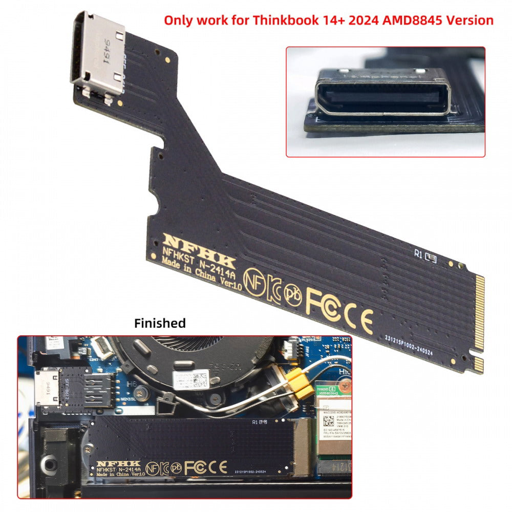 PCI-E 4.0 M.2 M-key to Oculink SFF-8612 SFF-8611 Host Adapter for 2024 ThinkBook 14+ AMD8845 External Graphics Card & SSD SF-065-AMD