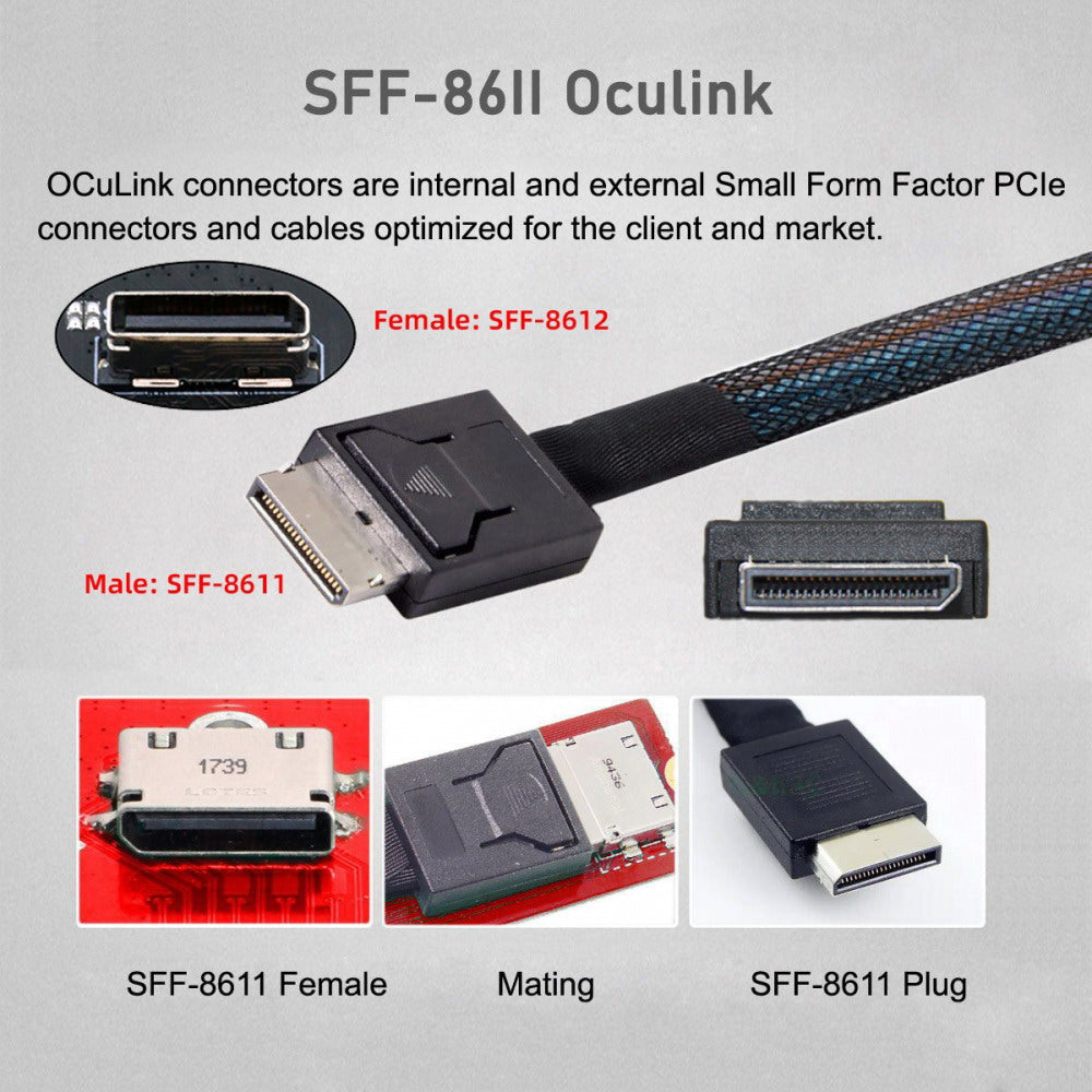 Oculink SFF-8612 SFF-8611 to M.2 NGFF M-Key to NVME PCIe SSD 2280 SSD Enclosure Adapter for Mainboard SF-087