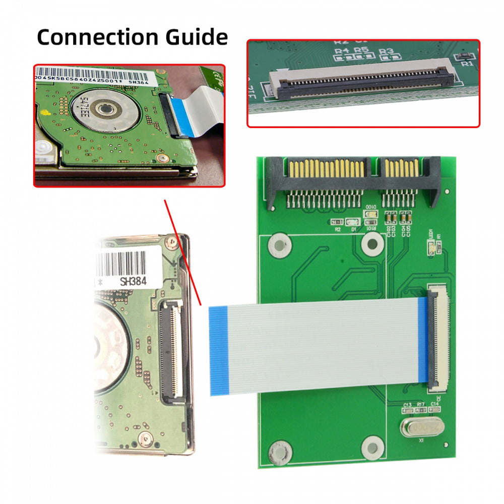 40 Pin ZIF CE 1.8 Inch SSD/HDD to SATA Adapter Board with LIF Flat Cable SA-013
