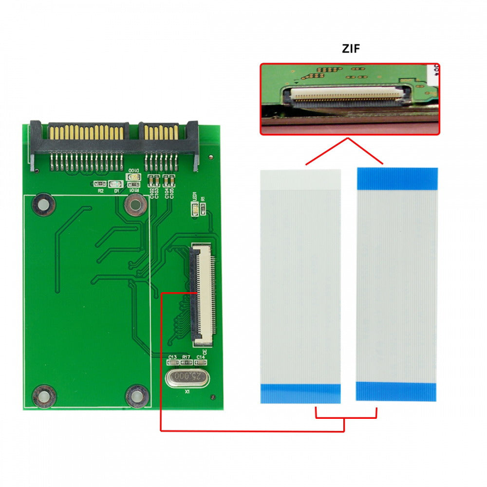 40 Pin ZIF CE 1.8 Inch SSD/HDD to SATA Adapter Board with LIF Flat Cable SA-013
