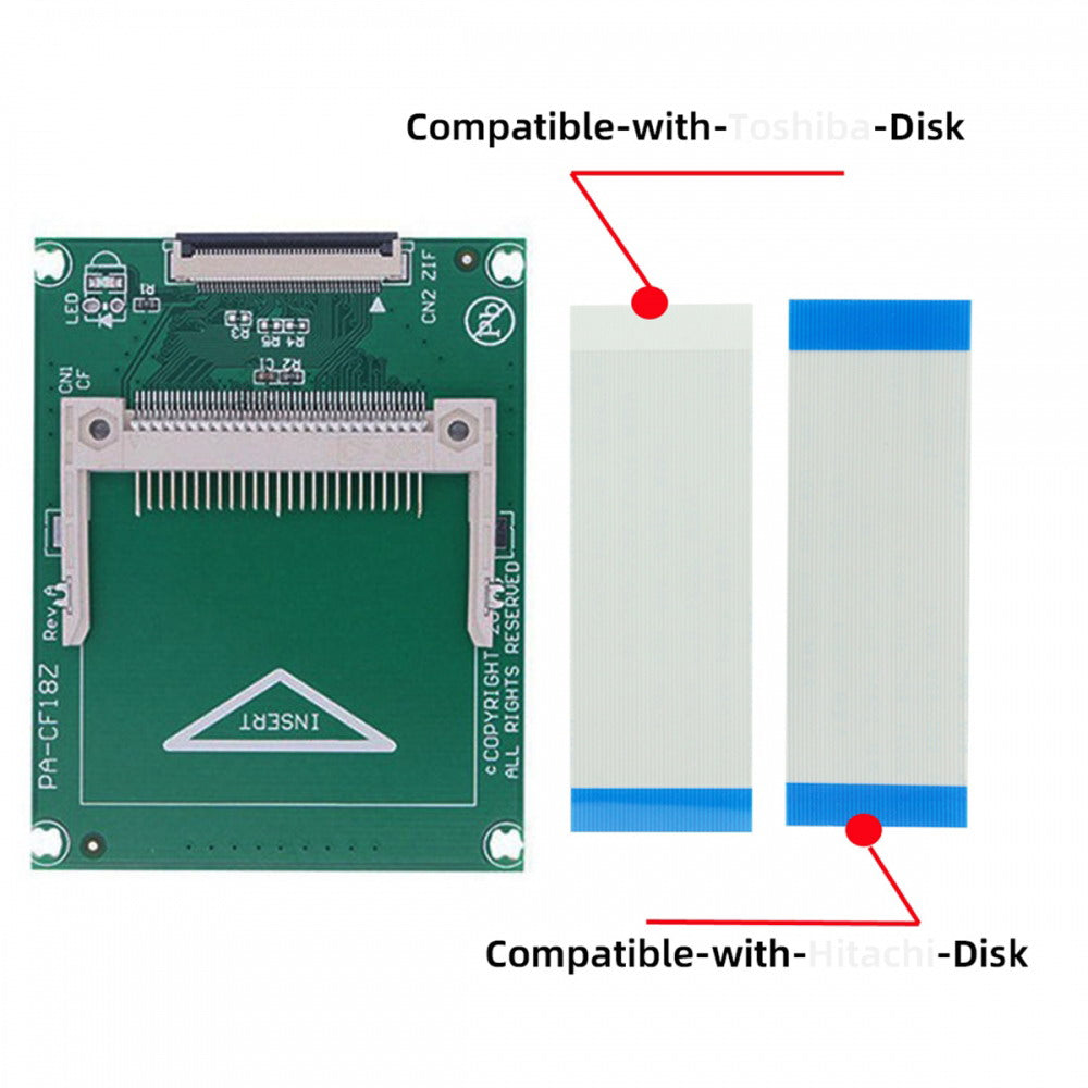 Compact Flash CF Memory Card to 1.8" CE Ipod ZIF SSD HDD Adapter with 2 Cables EP-040