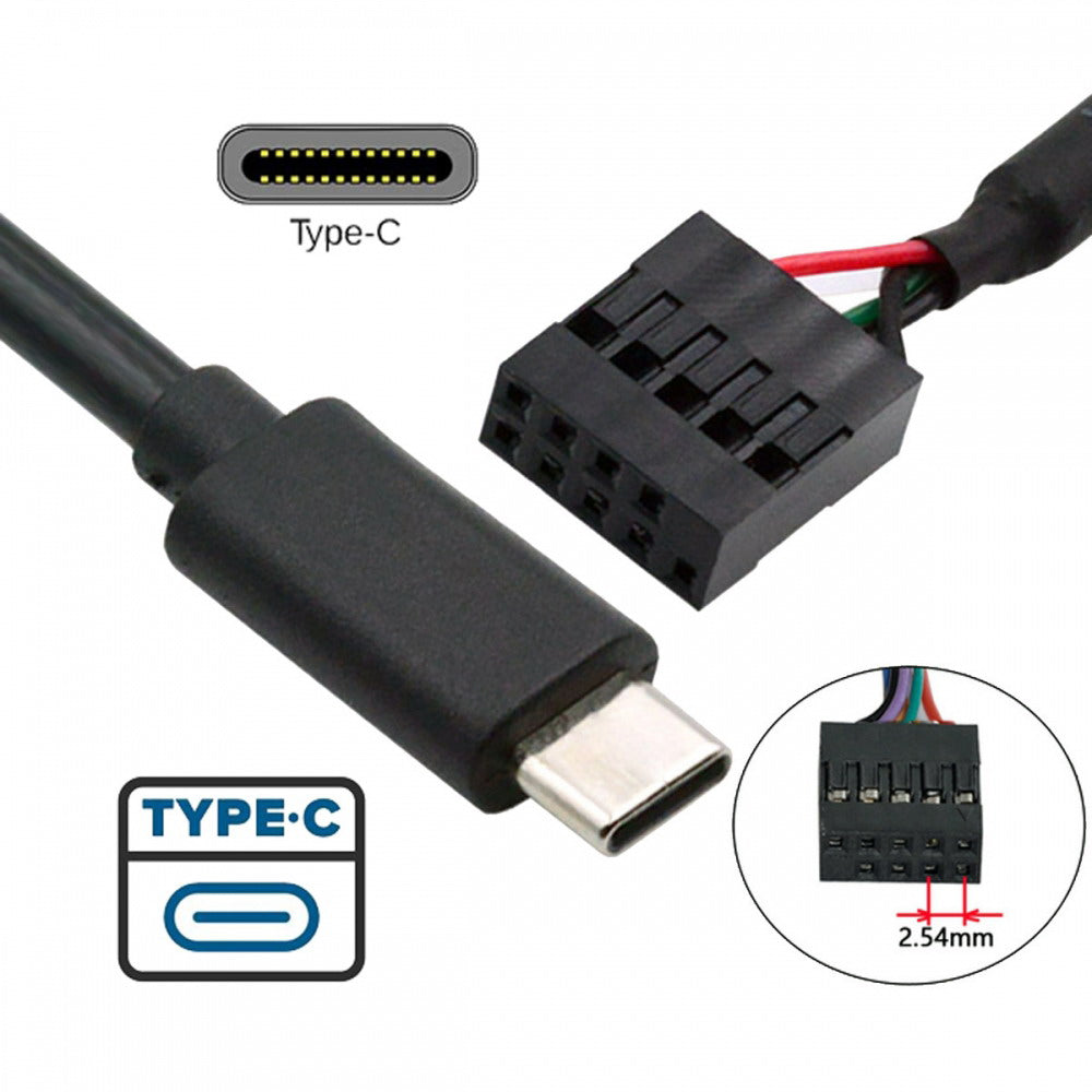 Chenyang Cable USB 2.0 Motherboard 9pin 10pin Header to Type-C USB-C Cable 50cm for Mini Monitor Sensor Panel Camera