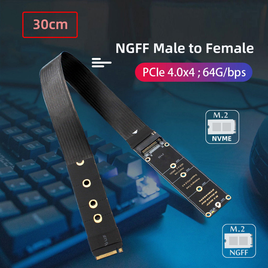 Chenyang NGFF M-Key NVME Male to Female Extension PCI Express Cable 30cm PCI-E 4.0 for Mainboard SSD 2230/2242/2260/2280