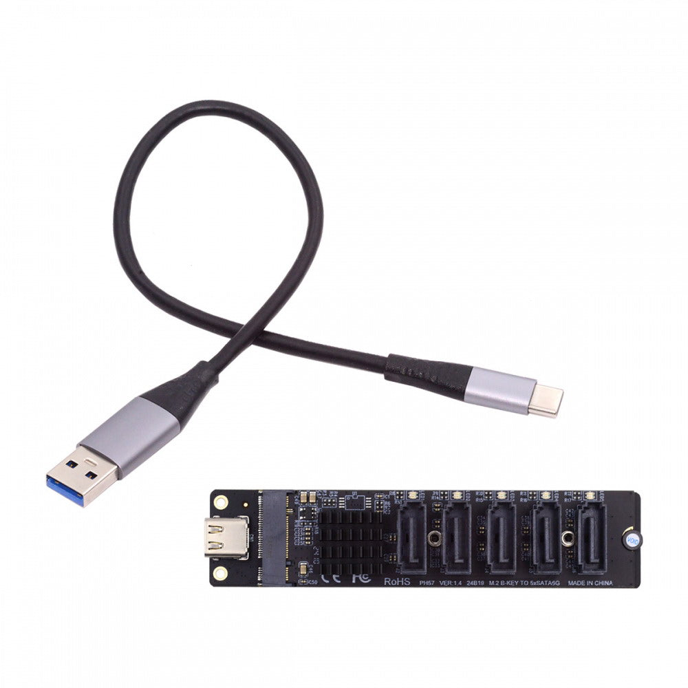 Chenyang 10Gbps USB-C Type-C to NGFF Key B+M SATA 6Gbps 5 Ports Adapter Converter PM Port Multiplier Selector JMB575 JMS580