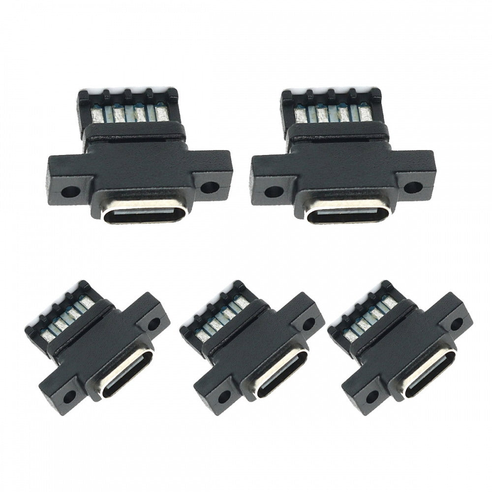 5pcs/set DIY OEM Type C Female Socket Connector to 6Pin PCBA Pinout Vertical Scew Mount Type DC 5V/20V PD Power