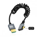 90 Degree Left Angled Micro HDMI 2.1 Male Type-D to HDMI Male 8K 60hz Stretch Coiled Cable 100cm for HDTV Camera Laptop Monitor