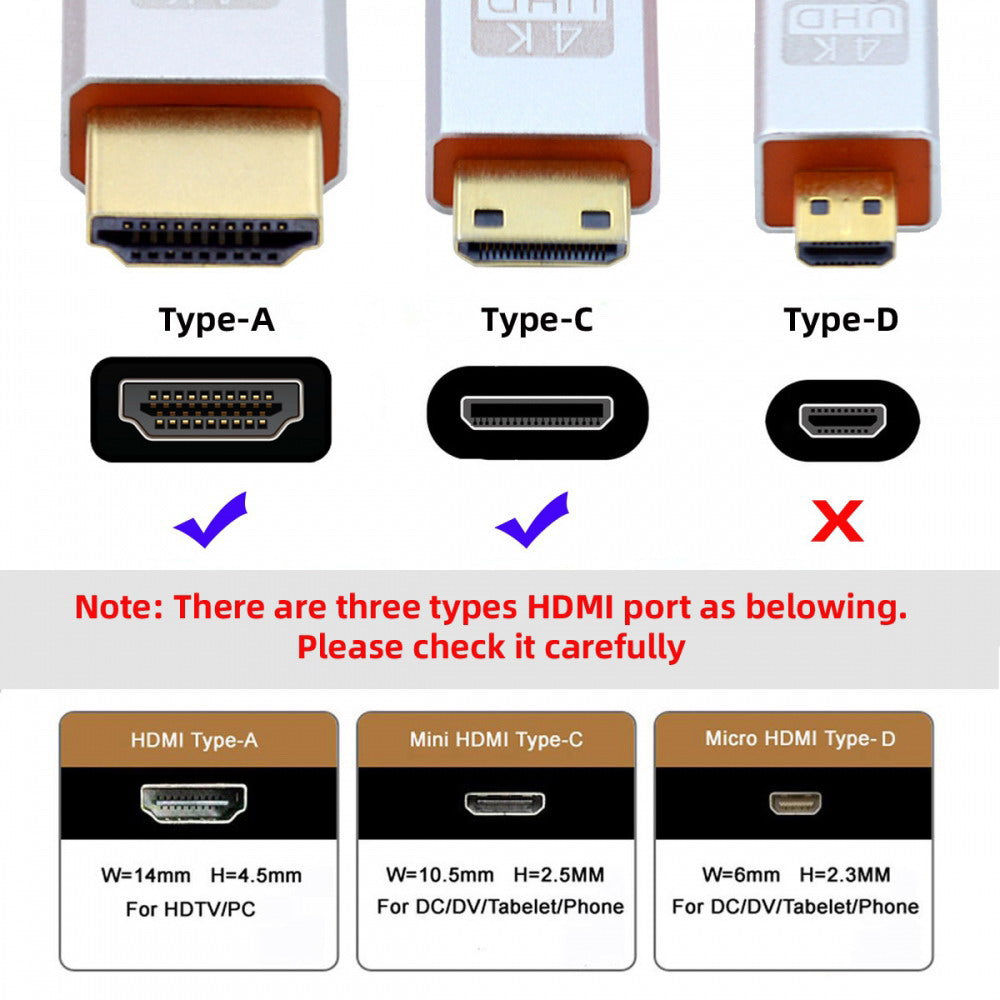 HDMI 2.0 Male to Mini HDMI Type-C Male 4K 60hz Cable with Sleeve Straight Connector for HDTV Computer Laptop Monitor