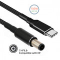 100W Type C USB-C Input to 20V DC 7.4*5.0mm Output Power 20V 5A 65W PD Charge Cable compatible with HP-Laptop