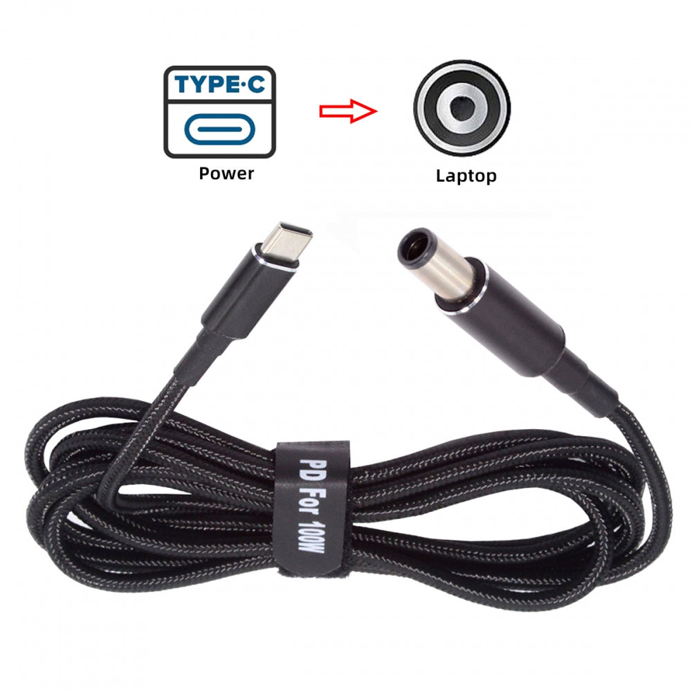 100W Type C USB-C Input to 20V DC 7.4*5.0mm Output Power 20V 5A 65W PD Charge Cable compatible with HP-Laptop