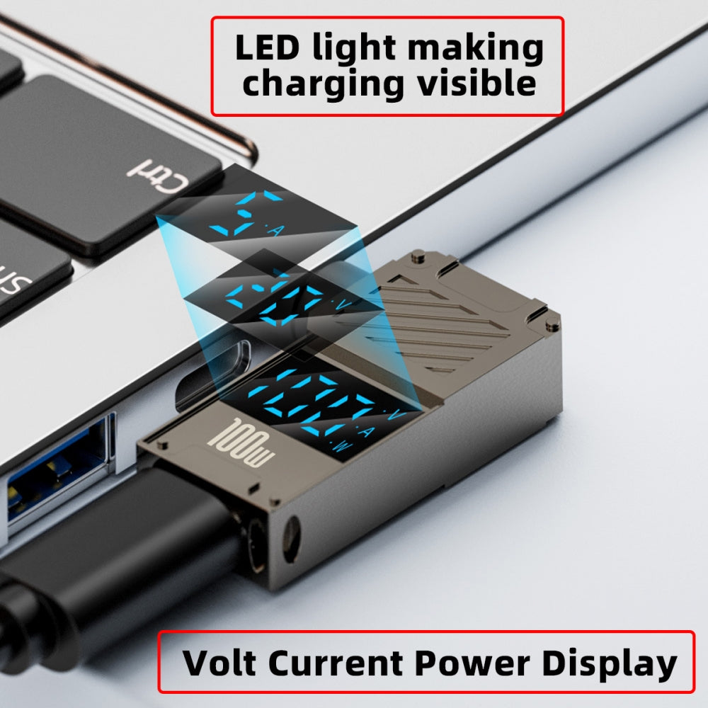 Type-C USB-C Input to DC 4.5x3.0mm Jack Smart LED Display 100W Output Power 20V 5A PD Charge 65W Adapter Compatible with Laptop