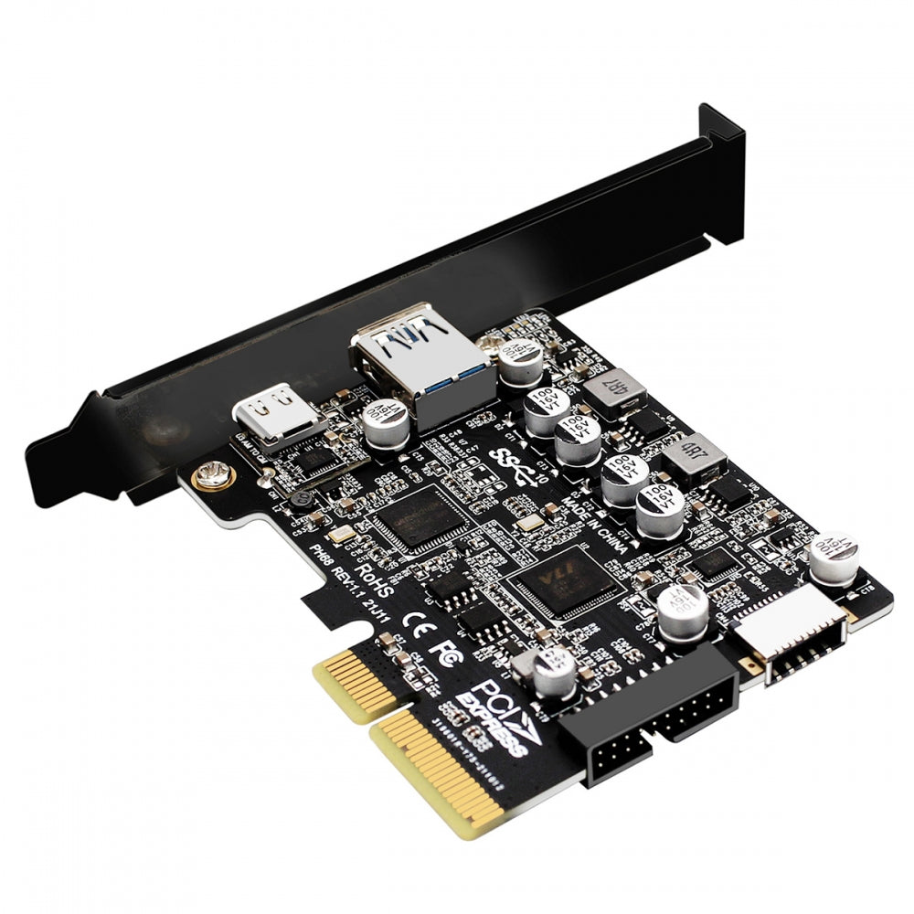 10Gbps Type-E USB 3.1 Front Socket & USB3.0 19Pin/20Pin & Type-A USB-C to PCI-E Express Card Adapter ASM3142 VL822