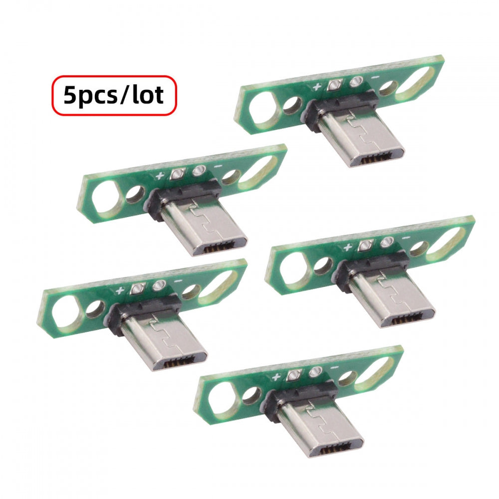5pcs/set DIY OEM Micro USB2.0 Male Plug Connector 7mm Length with PCB Mounting Assembly Solder Type