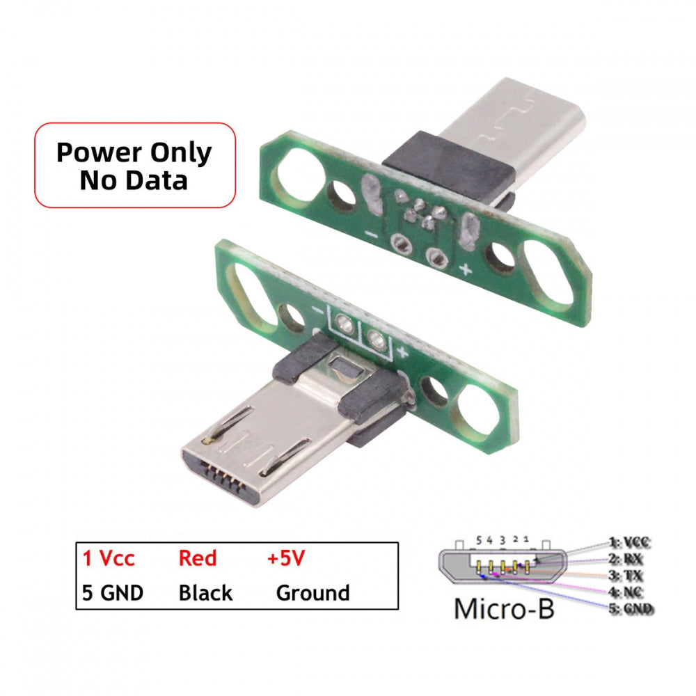 5pcs/set DIY OEM Micro USB2.0 Male Plug Long Connector 13mm Length with PCB Mounting Assembly Solder Type