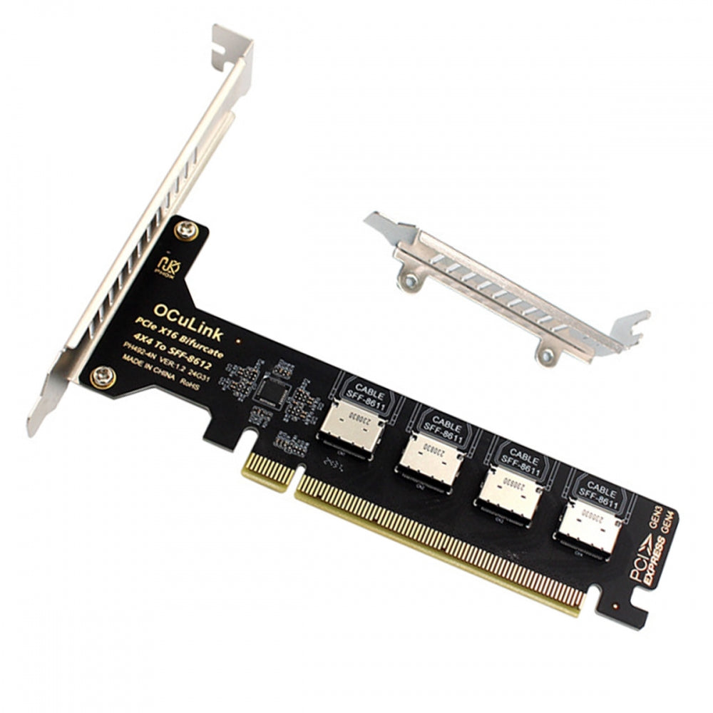 PCI-Express 4.0 PCIE 16x Detachable to Four Oculink SFF-8612 SFF-8611 Internal VROC Raid0 Adapter for U.2 SSD eGPU External Graphics Card Dock