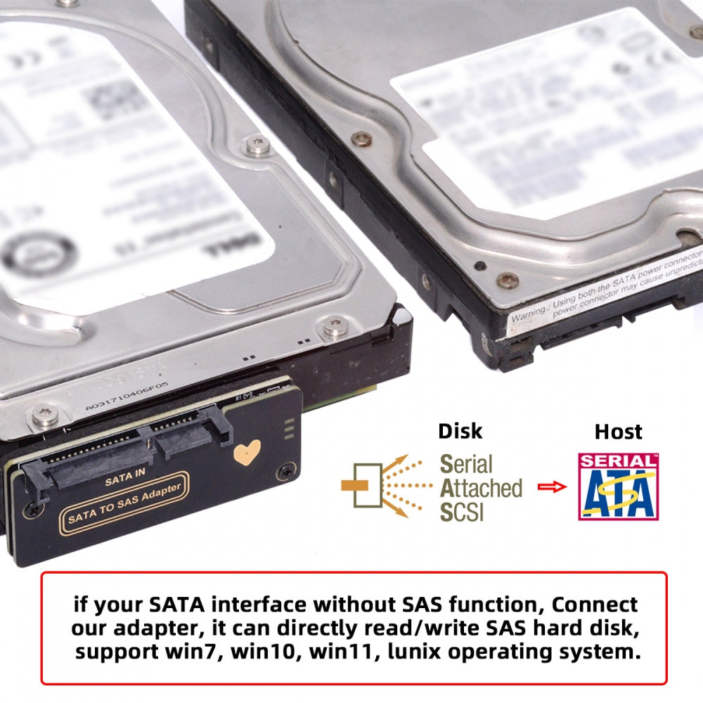 SFF-8482 SAS 29Pin to 7+15 22Pin SATA Hard Disk Drive Raid Adapter with Chipset and Power Port