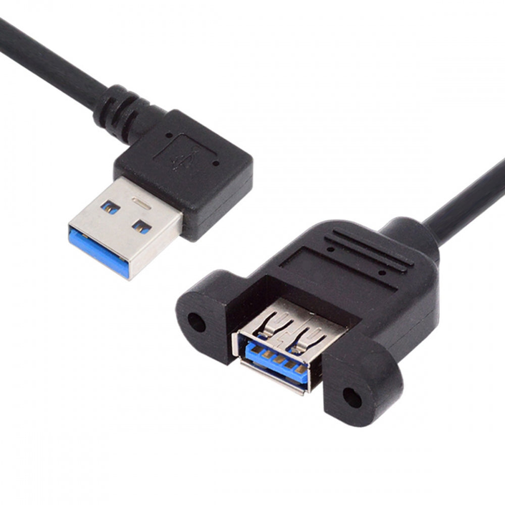 Right Angled USB 3.0 Male to Female Type-A Panel Type Header Cable 90 Degree Connector 30cm
