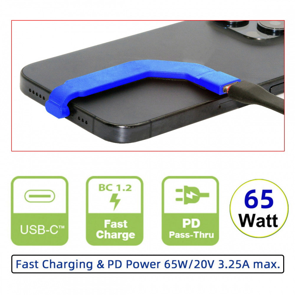 360 Degree Angled Type-C Male to USB-C Female Extension Ultra Slim Data Cable Connector Protector 65W Fast Charge for Tablet Phone