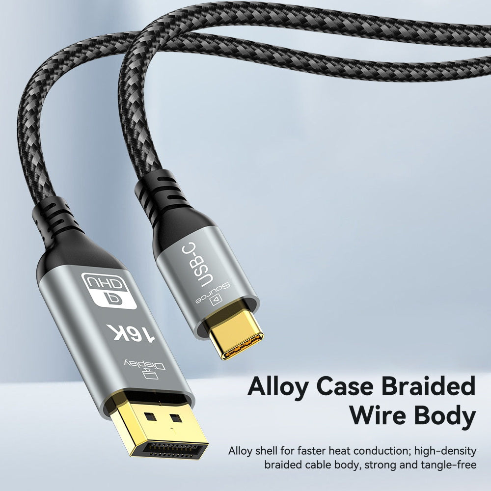 16K 8K USB4 USB5.0 Type C USB-C Source to DisplayPort DP Displays Male HDTV Cable for Laptop Monitor 2.0m