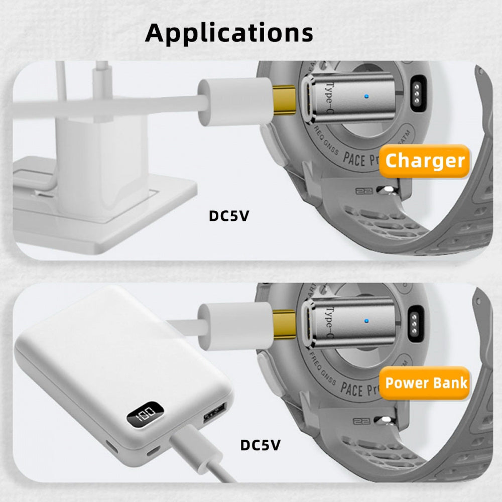 2pcs/lot Connector Smart Watch Charging Adapter USB Type-C to 3-Pin Compatible with COROS Pace Pro
