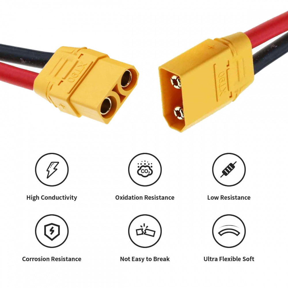XT90 Male to Female 10AWG Extension Cable Connector for RC Battery Portable Power Station Solar Panel