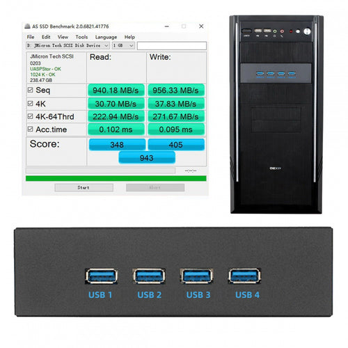10Gbps USB 3.1 Type-A HUB 4 Ports Front Panel to Motherboard Type-E Connector Cable 10Gbps for 5.25" CD-ROM Bay Tray