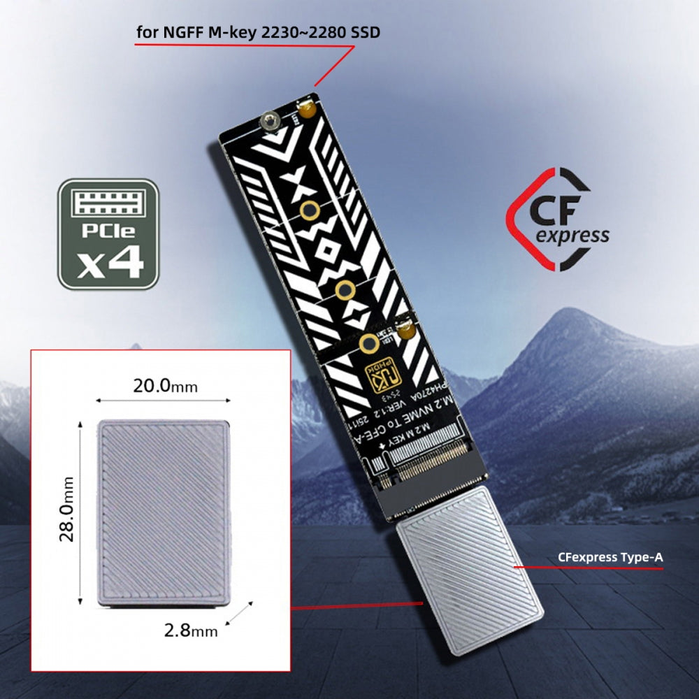 CFexpress Type-A to NVME 2230 2240 2260 2280 Memory Card Kit Case CFE CFA NGFF M-key Adapter for Camera 8K RAW PCIe Expansion
