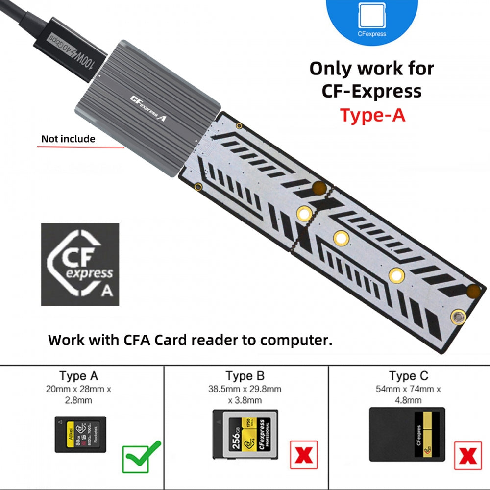 CFexpress Type-A to NVME 2230 2240 2260 2280 Memory Card Kit Case CFE CFA NGFF M-key Adapter for Camera 8K RAW PCIe Expansion