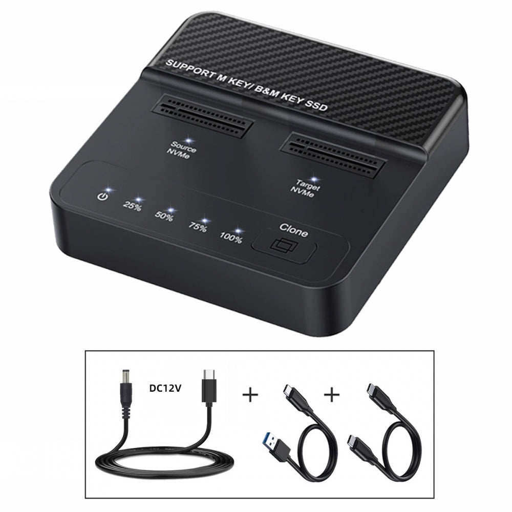 Cloner Dual-Bay NVME M.2 NGFF M-Key to USB-C Type-C One-Click Offline Clone Backup Enclosure 20Gbps Hyper Vertical Duplicator
