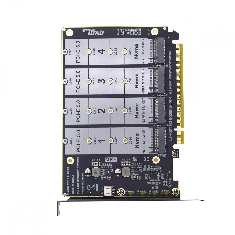 4X NVME M.2 NGFF SSD to Detachable Bifurcation PCIE Express 5.0 Gen5 Gen4 X16 Raid Card VROC Raid0 Hyper Adapter