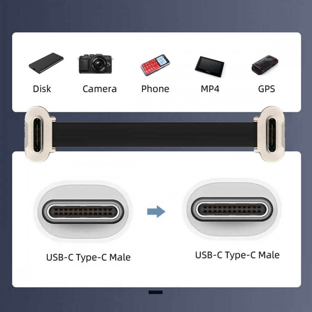 15cm Dual Angled Ultra Slim Flat USB-C Type C to USB-C Power USB2.0 Data Cable 65W Fast Charge for Laptop Tablet Phone